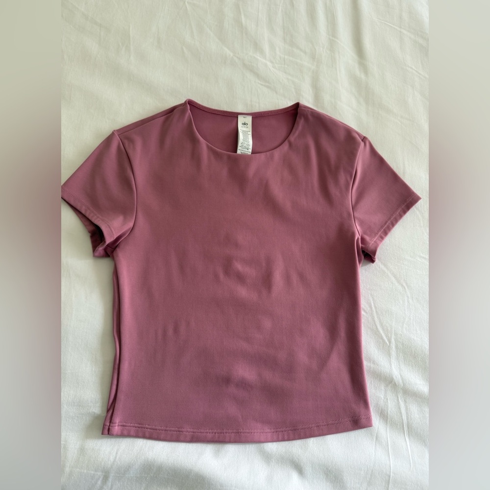 Alo yoga Softsculpt Precision Short Sleeve Top - Pink Wild Rose - Picture 5 of 7